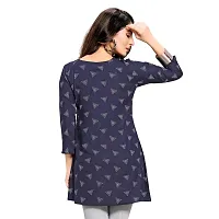 Shiv Textiles Rayon Fabric Printed Round Neck Short Kurtis for Women Top Dresses Kurti for Ladies & Girls Kurti - Navy Blue_3XL-thumb3