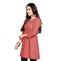 Shiv Textiles Rayon Fabric Printed Round Neck Short Kurtis for Women Top Dresses Kurti for Ladies  Girls Kurtis-thumb2