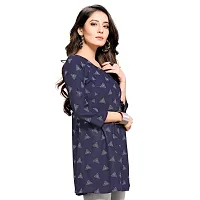 Shiv Textiles Rayon Fabric Printed Round Neck Short Kurtis for Women Top Dresses Kurti for Ladies & Girls Kurti - Navy Blue_3XL-thumb2