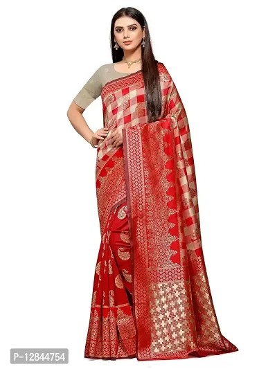 Shiv Textiles Women's Silk Saree (AM016RED_Red)