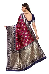 Shiv Textiles Womens Muga Silk Saree (AM-016-E-NAVY-RED_Dry Clean Only)-thumb3