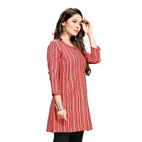 Shiv Textiles Rayon Fabric Printed Round Neck Short Kurtis for Women Top Dresses Kurti for Ladies  Girls Kurtis-thumb1