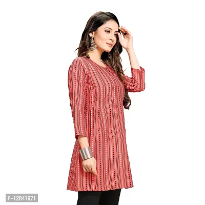 Shiv Textiles Rayon Fabric Printed Round Neck Short Kurtis for Women Top Dresses Kurti for Ladies  Girls Kurtis-thumb2