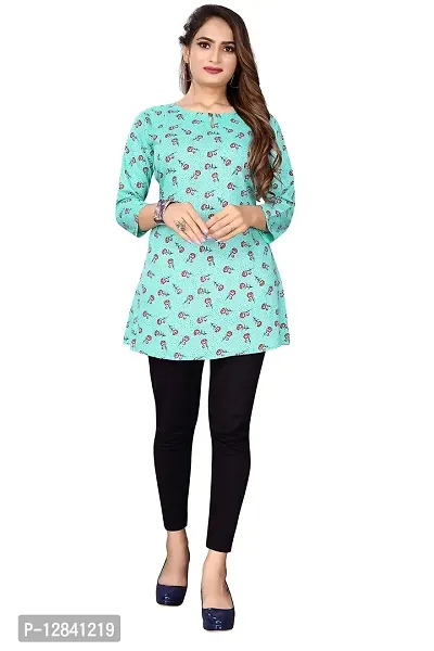 Shiv Textiles Rayon Fabric Printed Round Neck Short Kurtis for Women Top Dresses Kurti for Ladies  Girls Kurtis-thumb5