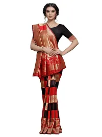 Shiv Textiles Womens Jacquard Banarasi Silk Woven Work Saree with Un-Stitched Blouse Piece Weaved Heavy Pallu Sari For Home Festival Wedding Party and Daily House Wear - Black-thumb3