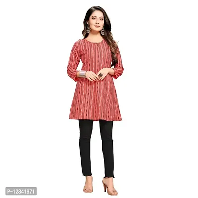 Shiv Textiles Rayon Fabric Printed Round Neck Short Kurtis for Women Top Dresses Kurti for Ladies  Girls Kurtis-thumb5