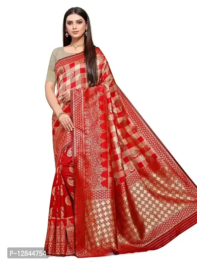 Shiv Textiles Women's Silk Saree (AM016RED_Red)-thumb2