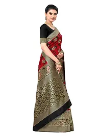 YIPSY FASHION Women Banarasi Silk Blend Dual-Tone Saree with Un-Stitched Blouse Piece Heavy Pallu Sari For Home Festival Function - Red-thumb2