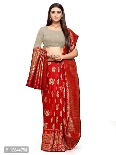 Shiv Textiles Women's Silk Saree (AM016RED_Red)-thumb5