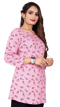 Shiv Textiles Rayon Fabric Printed Round Neck Short Kurtis for Women Top Dresses Kurti for Ladies & Girls Kurtis 1104-PINK-2XL-thumb1