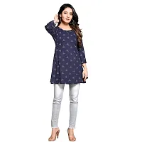 Shiv Textiles Rayon Fabric Printed Round Neck Short Kurtis for Women Top Dresses Kurti for Ladies & Girls Kurti - Navy Blue_3XL-thumb4