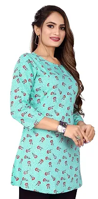 Shiv Textiles Rayon Fabric Printed Round Neck Short Kurtis for Women Top Dresses Kurti for Ladies  Girls Kurtis-thumb1