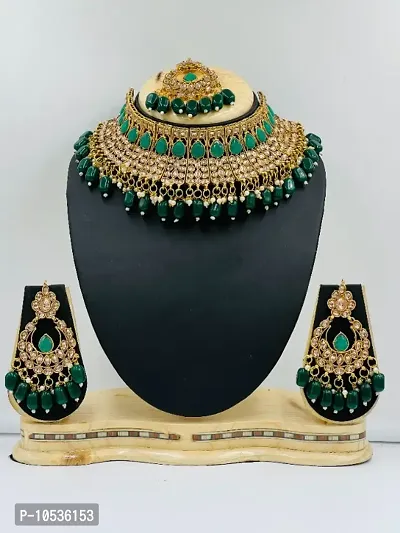 Women Gold Plated Alloy Choker Jewellery Set-thumb0