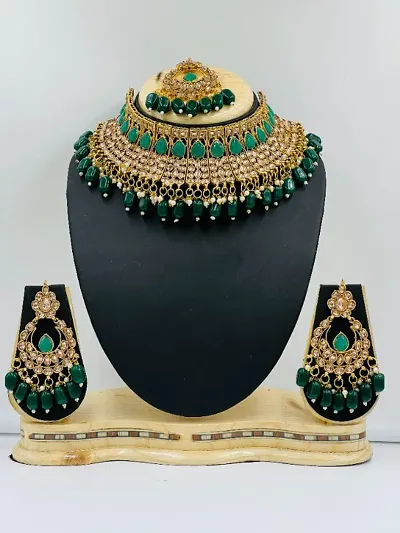 Women Gold Plated Alloy Choker Jewellery Set
