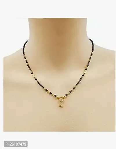 Stylish Black Brass Gold-Plated Short Mangalsutra Pendant For Women-thumb0