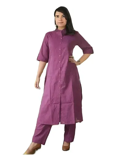 Fancy Cotton Solid A-Line Kurta Bottom Set