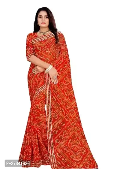 Beautiful Red Georgette Saree With Blouse Piece-thumb0