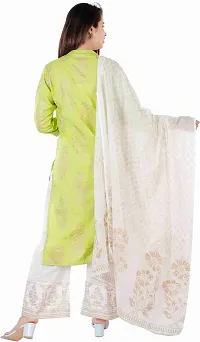 Womens Rayon Green Printed Kurta Palazzo Dupatta Set (RC-003)-thumb2