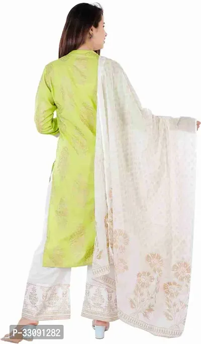 Womens Rayon Green Printed Kurta Palazzo Dupatta Set (RC-003)-thumb3