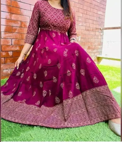 Latest Beautiful Rayon Anarkali Stitched Ethnic Gown Kurta