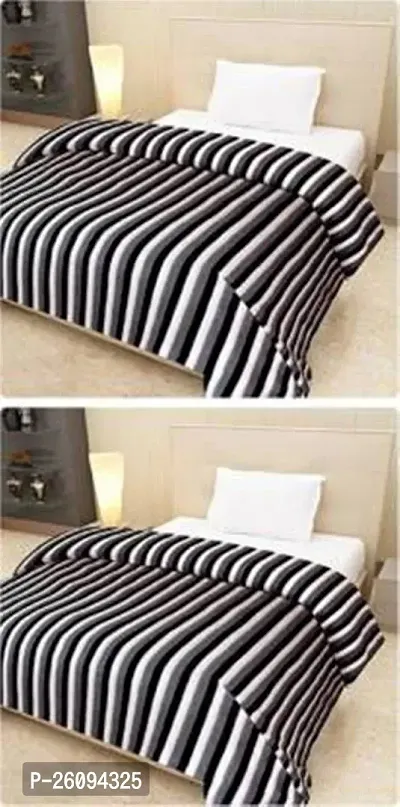 Shree jee Solid Double Bed Blanket(Black::White)-thumb0