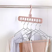BELOWCLUB Anti-Skid Plastic 360ordm; Swivel Hook, 9-Holes Magic Wardrobe Space Saver Folding Hangers/Closet Organizer (PACK OF 5) Closet Organizer ()-thumb1