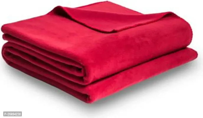 Solid Double Bed Fleece Blanket(Red)-thumb2