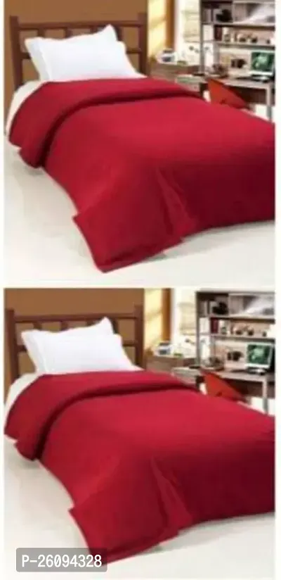 Shree jee Solid Double Bed Blanket(Red)-thumb0