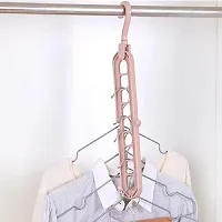 Khodalraj Enterprise Foldable Cloth plastic Hanger, 360ordm; Rotating Hook, Space Saver Organiser Pack of 5 Plastic Plastic Shirt Pack of 5 Hangers For  Shirt (Pink)-thumb1