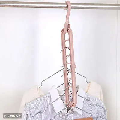 Khodalraj Enterprise Foldable Cloth plastic Hanger, 360ordm; Rotating Hook, Space Saver Organiser Pack of 5 Plastic Plastic Shirt Pack of 5 Hangers For  Shirt (Pink)-thumb2