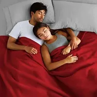 Pack of 2  Solid Double Bed Fleece Blanket(Red)-thumb2