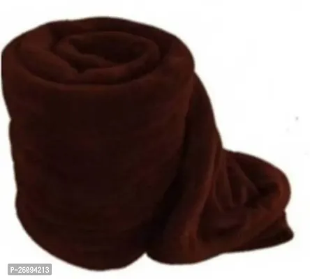 Shreejee Solid Double Bed Fleece Blanket(Brown)-thumb0