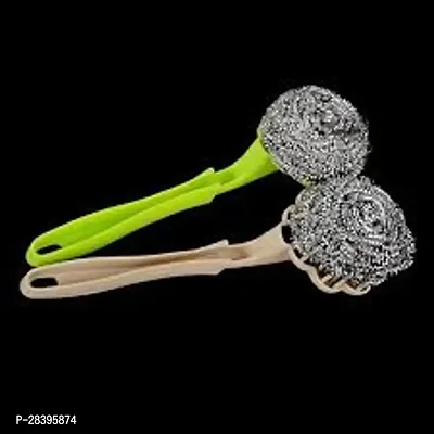 Stainless Steel Scrubber With Long Handle-thumb0