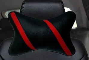 Universal Hub Car Neck Rest Pillow Head Rest Car Cushion Pillows Travel Cushions Pillow Car Neck Seat for All Cars - Set of 2 - Red Strip-thumb1