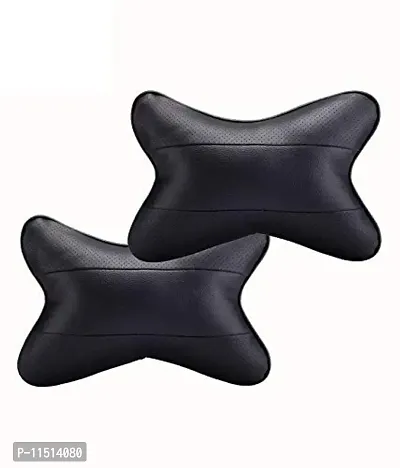 Universal Hub Car Neck Rest Pillow Head Rest Car Cushion Pillows Travel Cushions Pillow Car Neck Seat for All Cars - Set of 2 - Full Black-thumb0