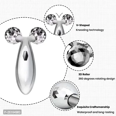 Double Chin Reducer Skin Tightening Face Lifting Roller Jawline Shaper (SILVER  color)-thumb4