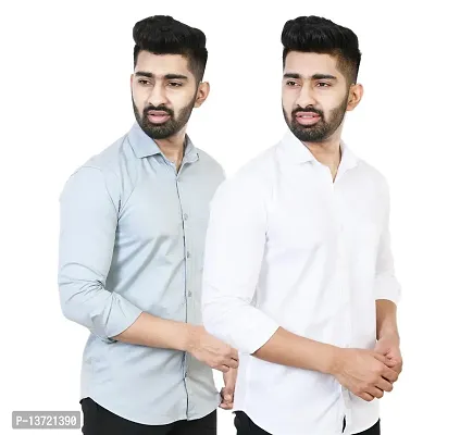 Stylish Men Cotton Regular Fit Casual Shirt Pack of 2