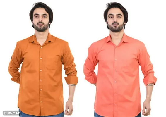 Stylish Men Cotton Regular Fit Casual Shirt Pack of 2