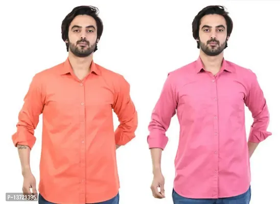 Stylish Men Cotton Regular Fit Casual Shirt Pack of 2