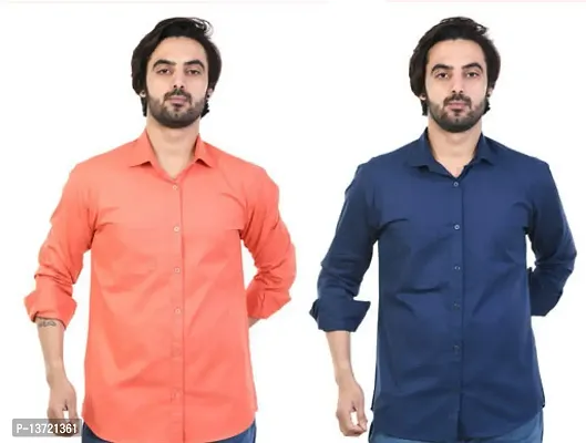 Stylish Men Cotton Regular Fit Casual Shirt Pack of 2