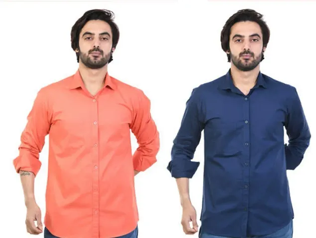 Stylish Men Regular Fit Casual Shirt Pack of 2