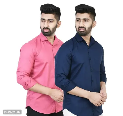 Stylish Men Cotton Regular Fit Casual Shirt Pack of 2-thumb0