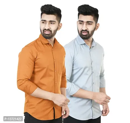 Stylish Men Cotton Regular Fit Casual Shirt Pack of 2-thumb0