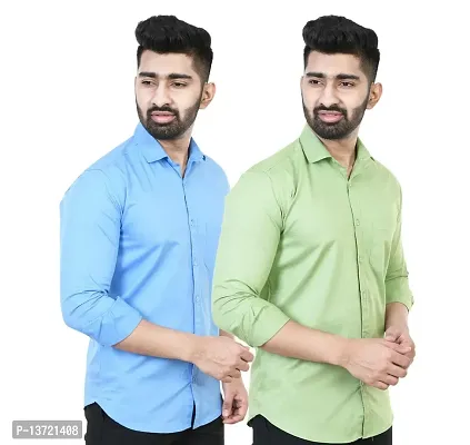 Stylish Men Cotton Regular Fit Casual Shirt Pack of 2