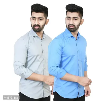 Stylish Men Cotton Regular Fit Casual Shirt Pack of 2-thumb0