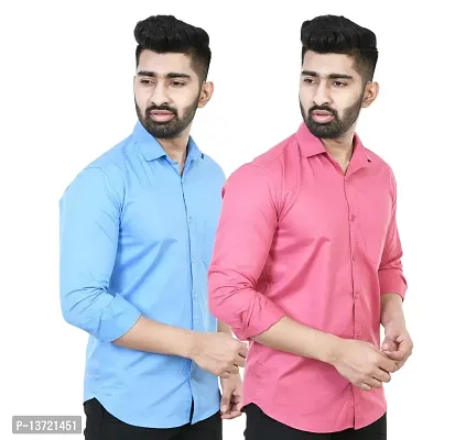 Stylish Men Cotton Regular Fit Casual Shirt Pack of 2