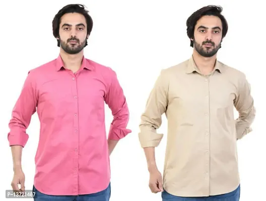 Stylish Men Cotton Regular Fit Casual Shirt Pack of 2