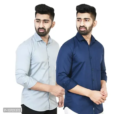 Stylish Men Cotton Regular Fit Casual Shirt Pack of 2