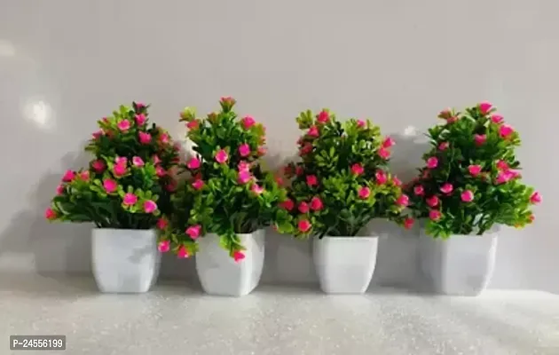 Realistic Artificial Flower Plants with Vase -Pack of 4-thumb0