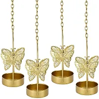 Butterfly Hanging Tealight Candle Holder For Home Decor, Indoor And Outdoor Decoration, Diwali Gifting Item (Set Of 4, Gold)-thumb1